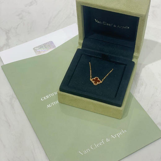 梵克雅宝 vca 四叶草 mini 单花 红玉髓 玫瑰金 手链 商品图0
