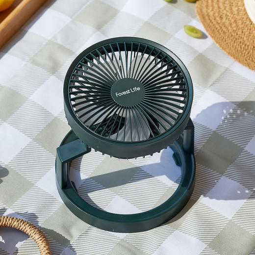 【户外多功能风扇+柔光灯】forestlife帐篷风扇FLE-1061 三档风速 三档环形柔光灯 挂立两用 180度可调节支架 内置8000mAh电池 USB移动充电宝 商品图7