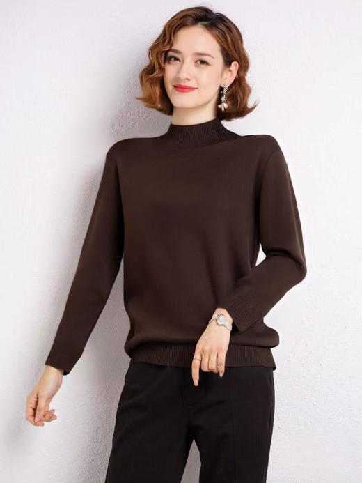 【孤品捡漏】G230-1咖色针织简约针织毛衣-喜出 商品图1