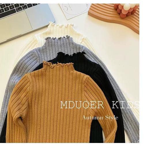 仅限11.11，不参与退 【孤品捡漏】G229女童驼色木耳边针织毛衣-喜出 商品图1