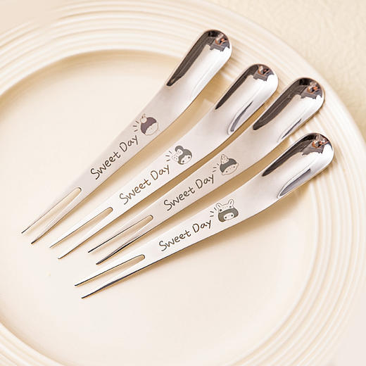 摩登主妇一家三口316L不锈钢水果叉子水果签轻奢高级感甜品叉餐叉 商品图0