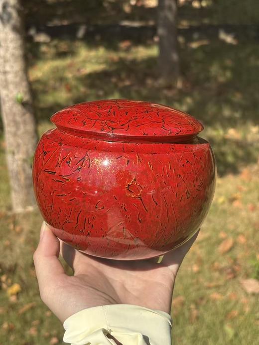 三希堂  流霞系列  中国红大漆茶罐 商品图2