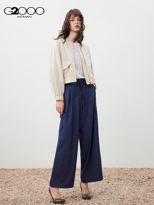 G2000【桑蚕丝混纺/商场新款】女装FW25舒适透气休闲百搭短外套56287040 商品图3