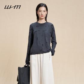 2楼素然成衣染羊毛圆领长袖T恤1450