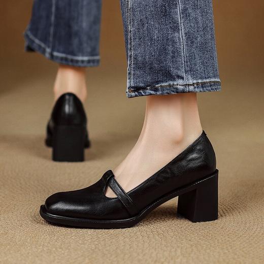 【预售5天】法式复古浅口单鞋，百搭粗跟厚底浅口中跟高跟鞋AA&Z826 商品图3
