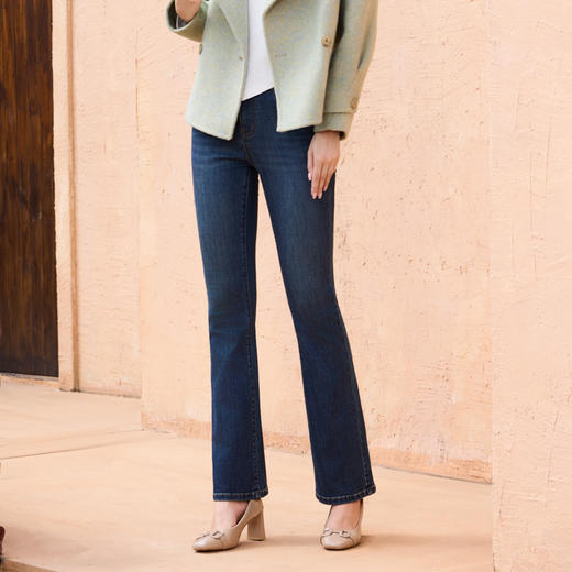 半身缘女裤 秋季简洁时尚洗水牛仔裤253202M10120028 商品图3