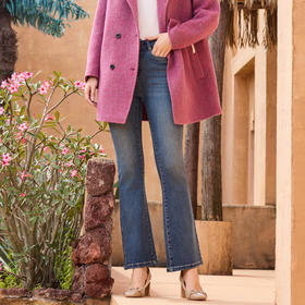 半身缘女裤 秋季修身柔美微喇牛仔裤253202M10120016