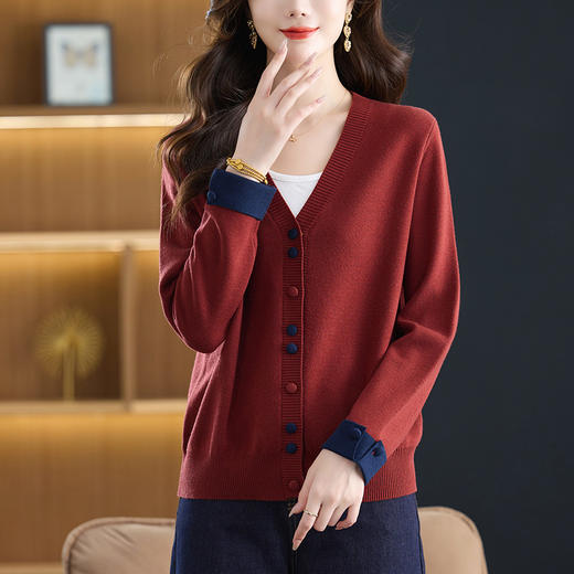 漂亮洋气撞色，针织开衫外搭时尚CC-26-9086 商品图2