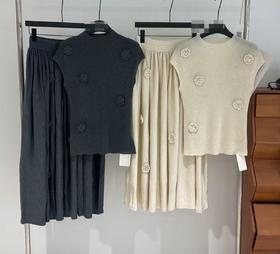 【门店同款】ENJOY秋季黑标绣花朵针织裙装套装 165197788