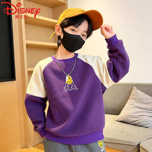迪士尼男童加绒卫衣秋冬款2022新款冬季儿童上衣加厚保暖冬装衣服 商品图3