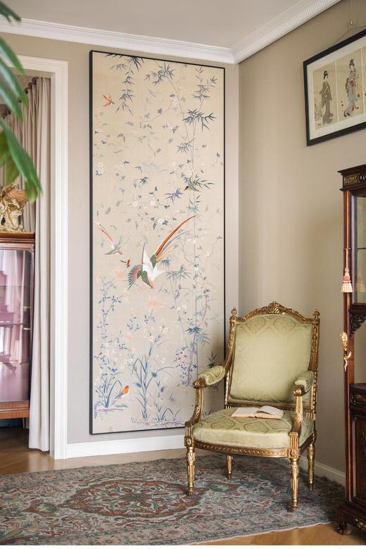 【已售】独角鹿西洋古董 1900年代中国出品「锦上添花」传统东方花鸟主题粤绣挂屏 商品图0