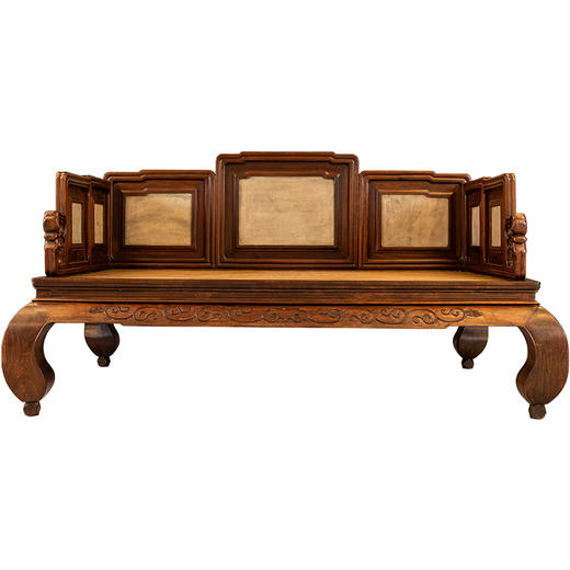 清	红木镶云石七围屏罗汉床 商品图5