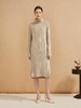 【孤品捡漏】G186浅卡其翻领侧开叉针织连衣裙-喜出 商品缩略图0