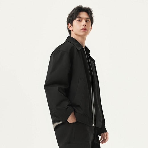 gxg.jeans男装 黑色基础宽松行政夹克翻领夹克外套男 25年夏热卖 商品图2