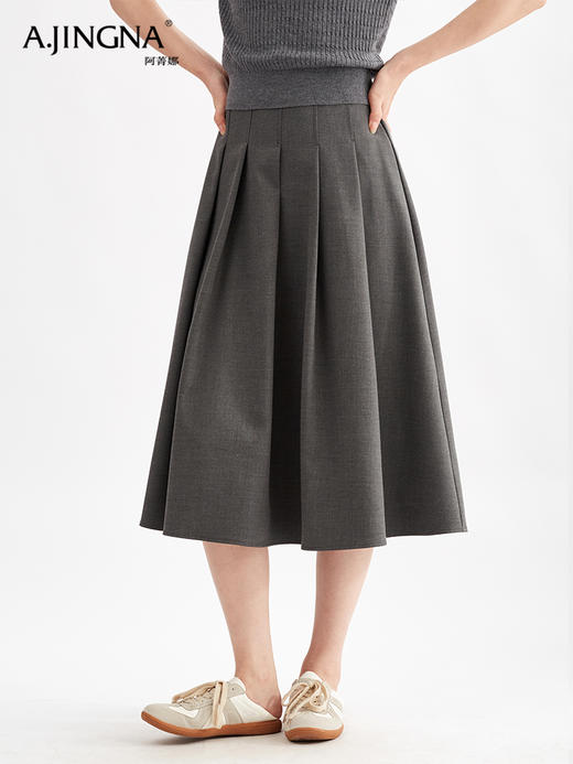 【立体压褶】阿菁娜知识分子风律动高腰通勤百褶半身裙F30Q213018 商品图3