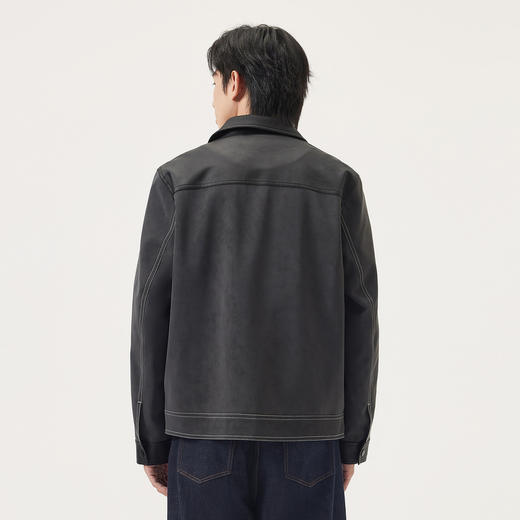 gxg.jeans男装 pu皮拼接通勤休闲行政夹克翻领外套男 25秋热卖 商品图2