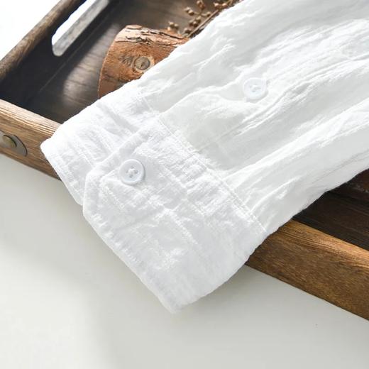 早秋季新款男装白色纯色长袖衬衫棉质薄款百搭衬衣外套上衣 商品图5