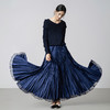 【林栖设计小店】（藏青色/黑色预售12.11）碎钻手工捏褶皱半身裙紫色2025秋季拼真丝休闲文艺新款长裙女1953039 商品缩略图9