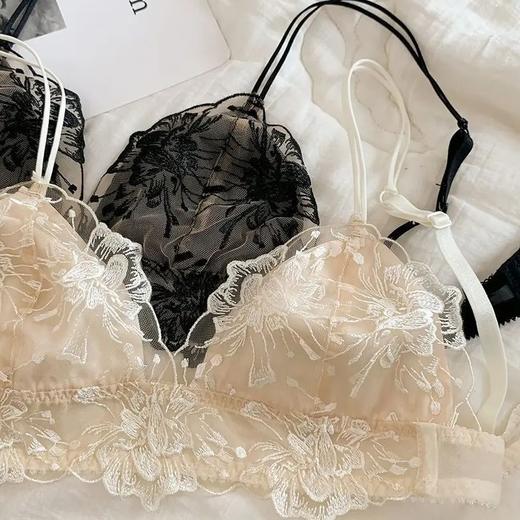 【纯欲法式💖轻薄聚拢】薄款蕾丝收副乳透气无钢圈法式聚拢内衣女士大胸显小胸纯欲文胸罩内裤套装，大胸显小的秘密武器！透气无钢圈，舒适一整天✨ 商品图4