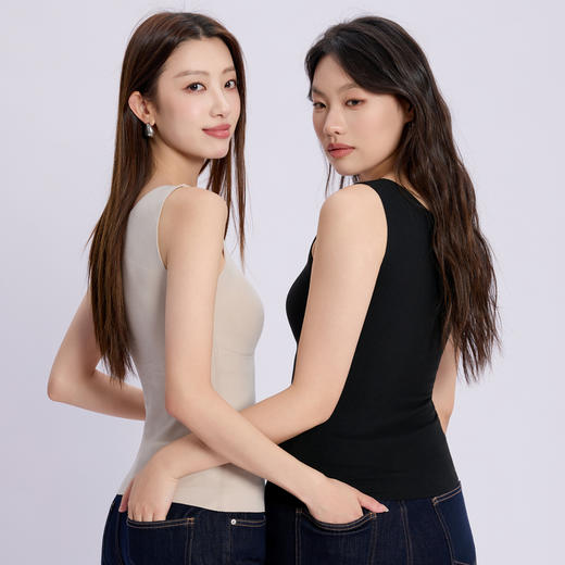 三彩2025新款打底带胸垫带杯无痕Bra背心宽肩带收副乳上衣修身女 商品图4