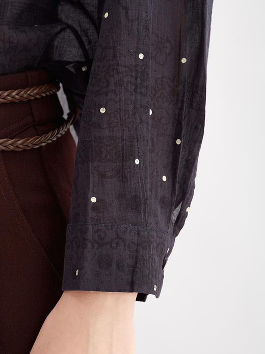 【休闲随性】阿菁娜都市浪漫波点印花小立领衬衫F30Q202008 商品图3