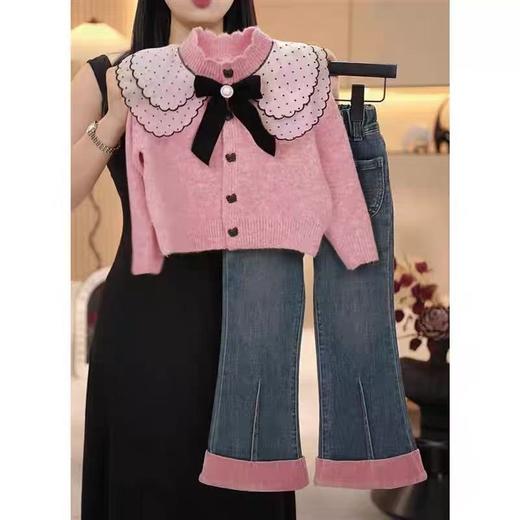 【孤品捡漏】G219女童拼粉色裤口牛仔裤-喜出 商品图2