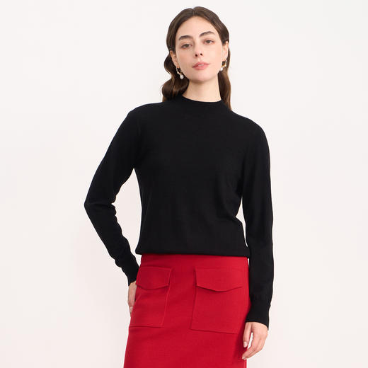 EITIE爱特爱纯色简约半高领舒适柔软羊毛2025秋季新款针织衫C2501808 商品图3