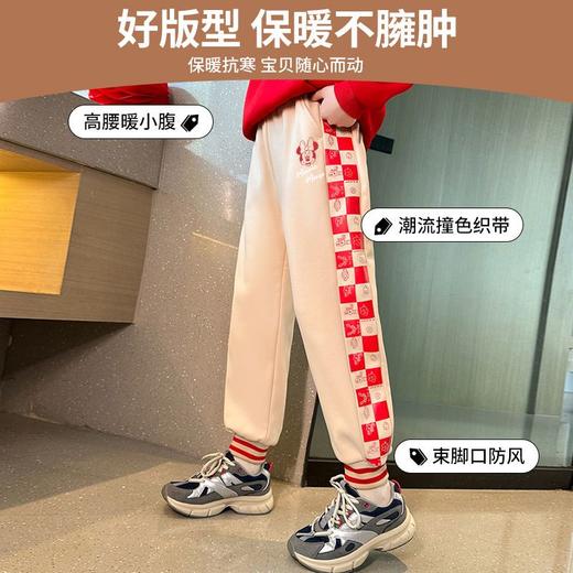 迪士尼女童加绒加厚裤子洋气一条过冬儿童新年装女孩拜年服红色潮 商品图3