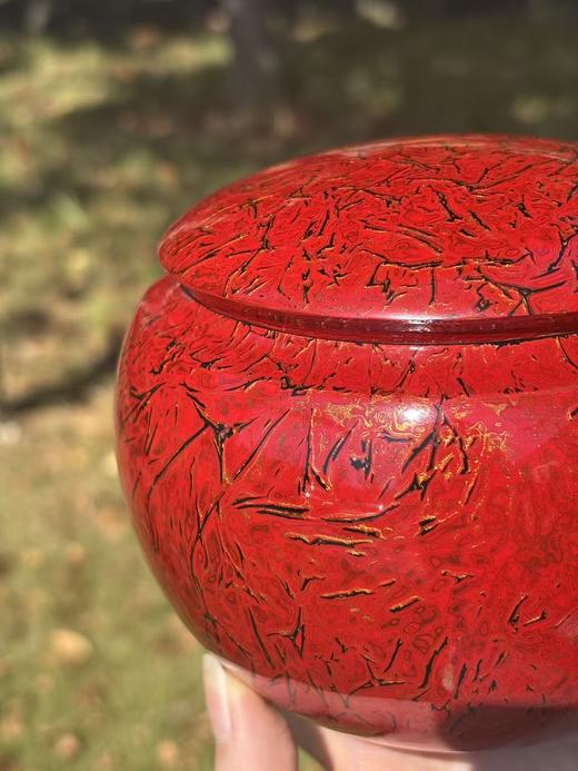 三希堂  流霞系列  中国红大漆茶罐 商品图5