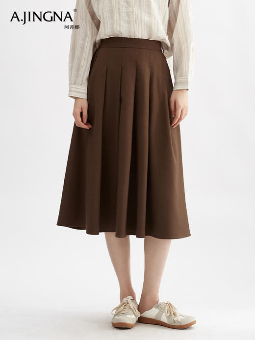 【立体压褶】阿菁娜知识分子风律动高腰通勤百褶半身裙F30Q213018 商品图2