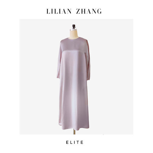 “定制”静奢婉约雅韵Oversize珍珠柔粉醋酸法式圆领连衣裙 2501081 商品图2