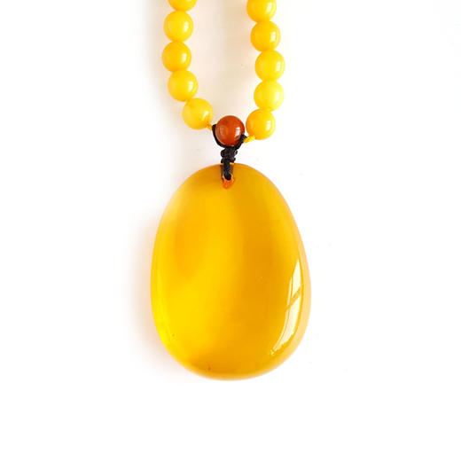 【天然正品】天然无杂裂3A级净水随形墨西哥蓝珀蜜蜡珠串吊坠项链36.0*26.3*11.9MM（皆取最大值）链长：43CM中性现售价：880特价！110825NJM07 商品图0