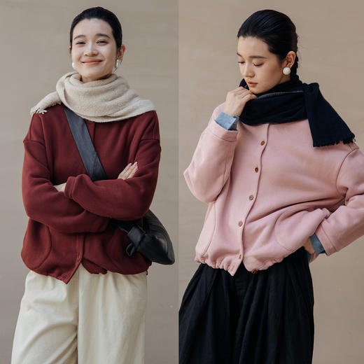 绽放744朵/福袋卫衣早秋新款双纱纯棉摇粒绒安可拉红开襟外套上衣 商品图1