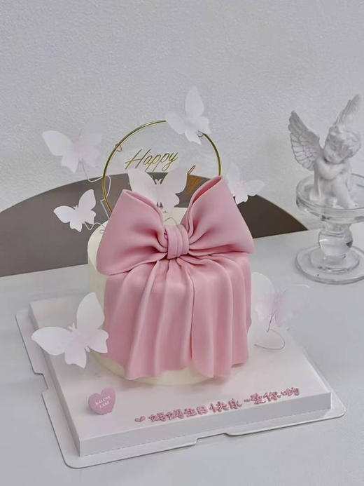 粉色蝴蝶结女孩女生蛋糕 商品图1
