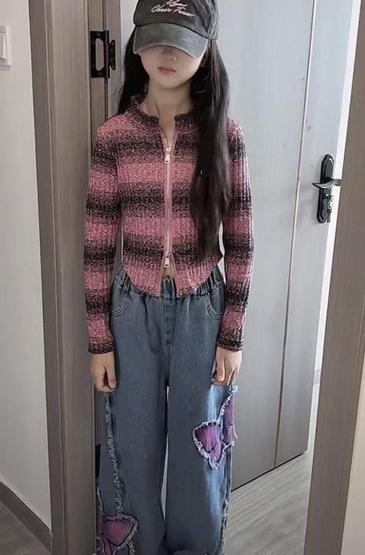 【孤品捡漏】G181女童渐变短款拉链针织衫-喜出 商品图0