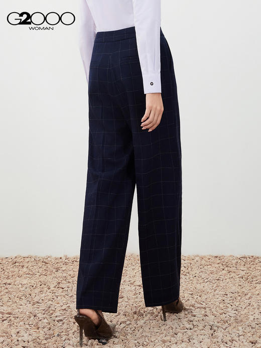 G2000【直筒裤/舒适弹性/商场新款】女装FW25商务通勤格纹西裤56252043 商品图2