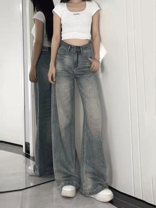 【孤品捡漏】G206秋款复古设计感做旧牛仔裤-喜出 商品图2