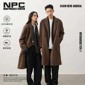 NPC潮牌【雅丹风】重磅850克100%绵羊毛廓形长款毛呢大衣男NP48TJ42