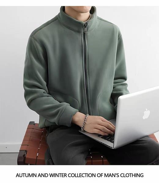 【孤品捡漏】G196男款绿色半高领抓绒衣-喜出 商品图3
