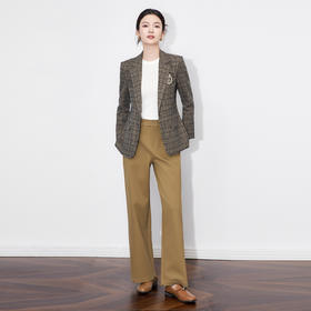 「高货wl」全新升级【铂金会员330/天猫439/差价109】(00123)洛诗琳气质复古通勤格纹西装2025秋季磨毛英伦风徽章外套