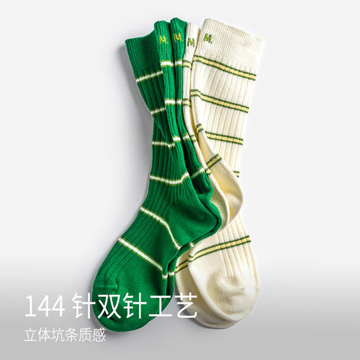 靴下物袜子纯棉女款2025新款爆款春夏薄款全棉运动休闲条纹中筒袜 商品图3