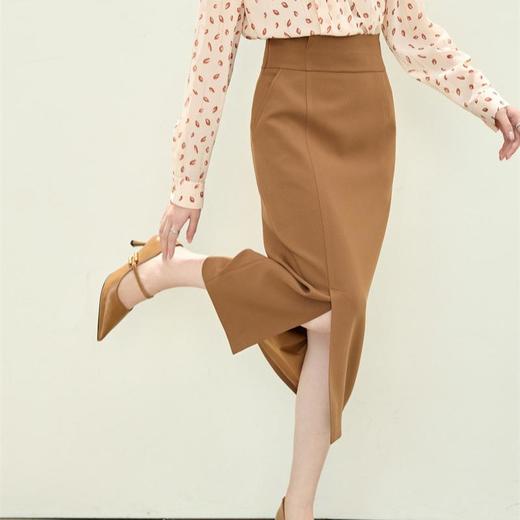 「自」全新升级【铂金会员174/天猫229/差价55】(10421)洛诗琳新款优雅开叉半身裙2025秋季高腰显瘦通勤包臀裙女 商品图0