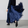 【林栖设计小店】（藏青色/黑色预售12.11）碎钻手工捏褶皱半身裙紫色2025秋季拼真丝休闲文艺新款长裙女1953039 商品缩略图1