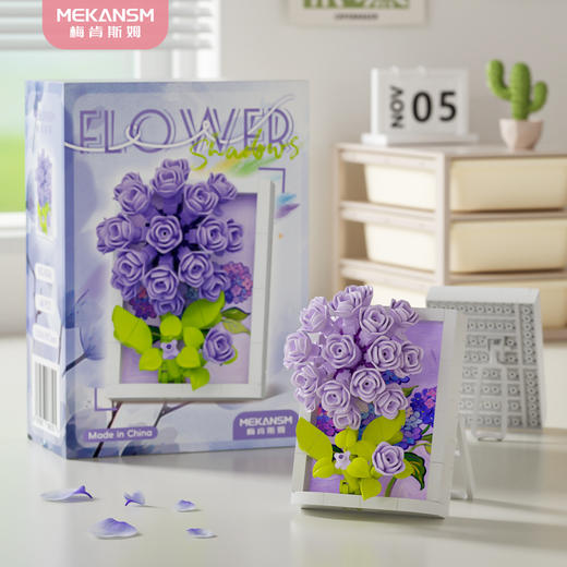 永生积木花相框积木康乃馨向日葵儿童益智玩具教师节礼物 商品图2
