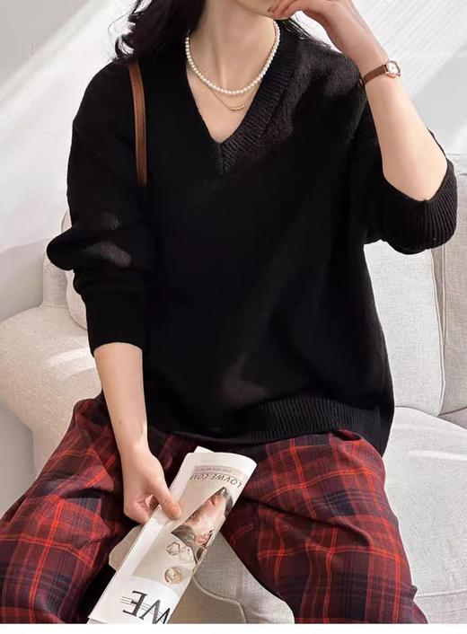 【孤品捡漏】G233黑色V领针织毛衫-喜出 商品图1