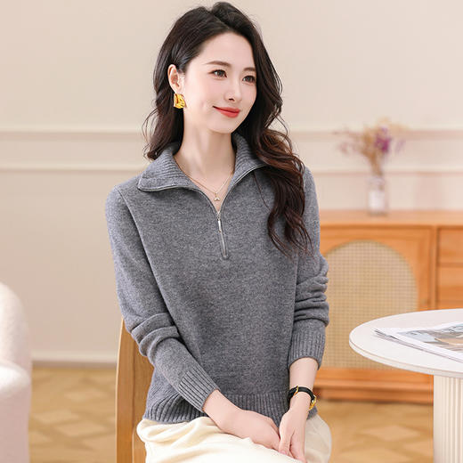 OSL 8516QY羊毛半拉链套头打底衫羊毛衫修身针织衫毛衣 商品图3