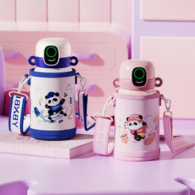 摩登主妇智能指纹解锁密码保温杯男女学生上学儿童专用吸管水杯子