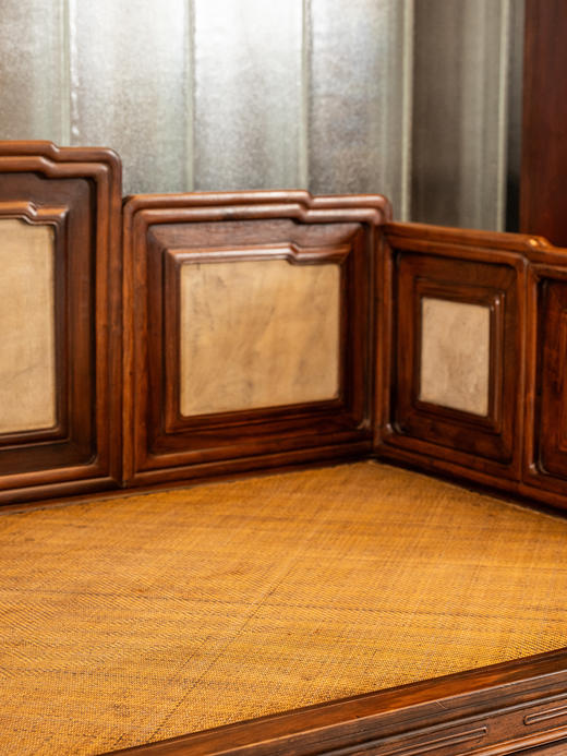 清	红木镶云石七围屏罗汉床 商品图3