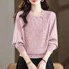 新中式国风针织衫上衣，薄款长袖拼接圆领毛衣CC-MH-25259 商品缩略图1