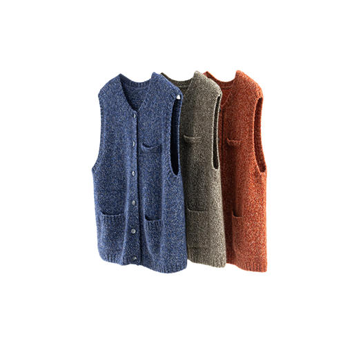 绽放595朵/文艺复古花纱宽松圆领叠搭气质针织马甲外套女秋冬新款 商品图4